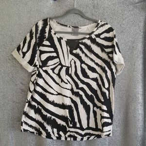 New direction size large top zebra print